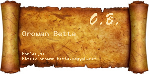 Orowan Betta névjegykártya